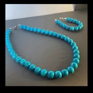 Turquoise Beaded Bold statement fashion costume women’s Necklace Bracelet Set